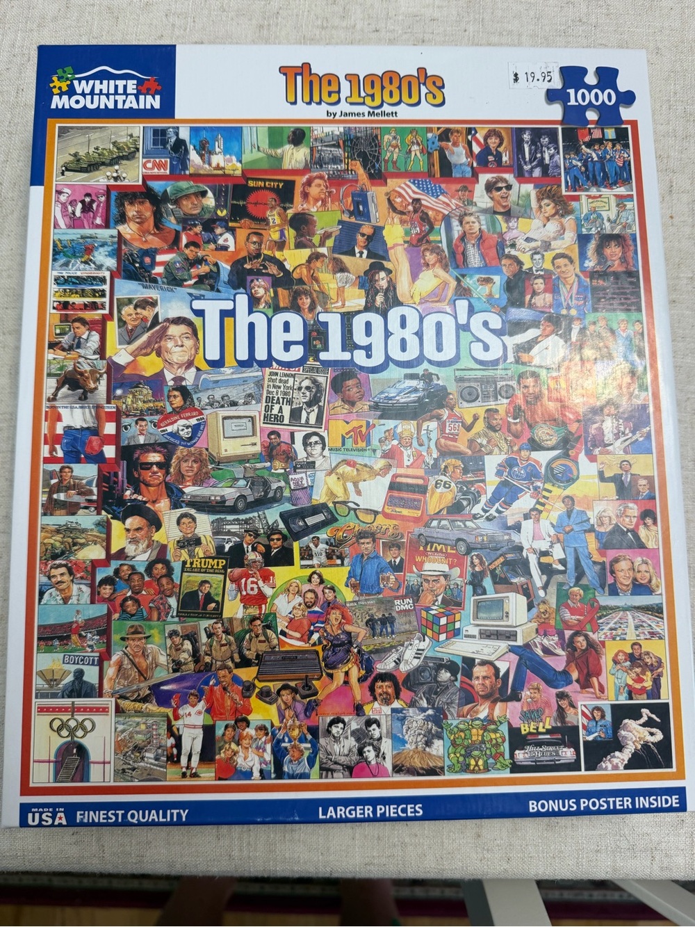 White Mountain 1980s Collage Jigsaw Puzzle - Blue, White, Red, Yellow